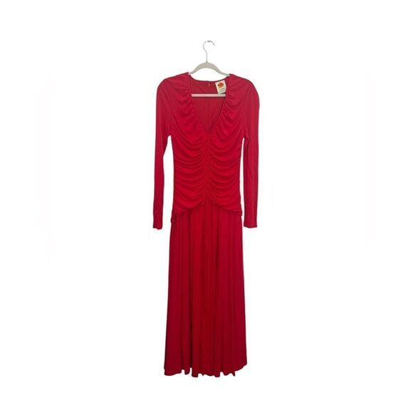 FARM Rio Red V Neckline Long Sleeve Dress - Picture 15 of 17